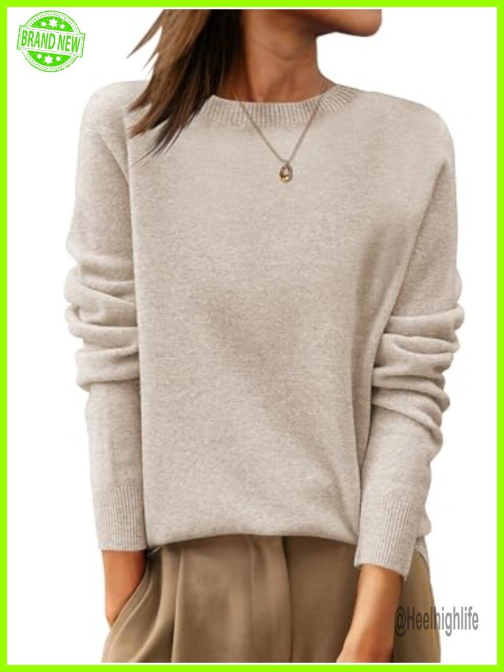 100% Wool Long Sleeve Crewneck Pullover Sweater Business Casual